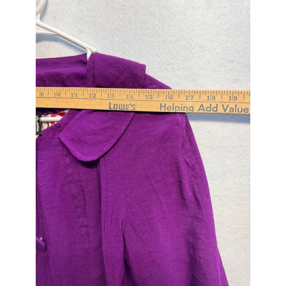 Ambition Womens Purple 3/4 Sleeve Button-Up Jacket W/ Patterned Lining Size M - Picture 5 of 8